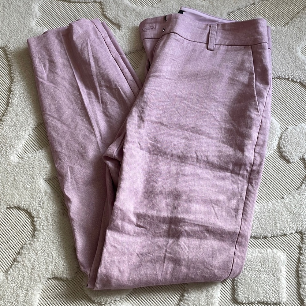 Express Linen work pants - columnist style ankle, mid rise